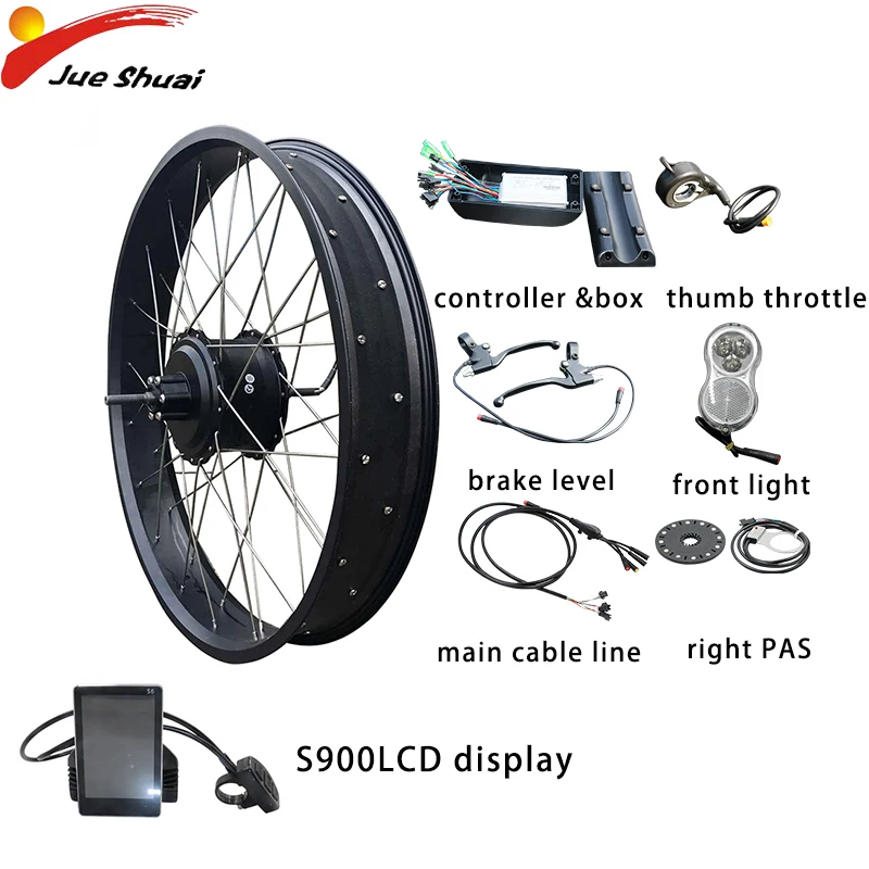 48V 1000W комплект электровелосипеда с двигателем 20''26'' 4,0 с толстыми покрышками безщеточный мотор для центрального движения колеса задний зимние мотоциклетный спорт комплект для переоборудования электрического велосипеда - Цвет: 20inch48v1000w S6lcd