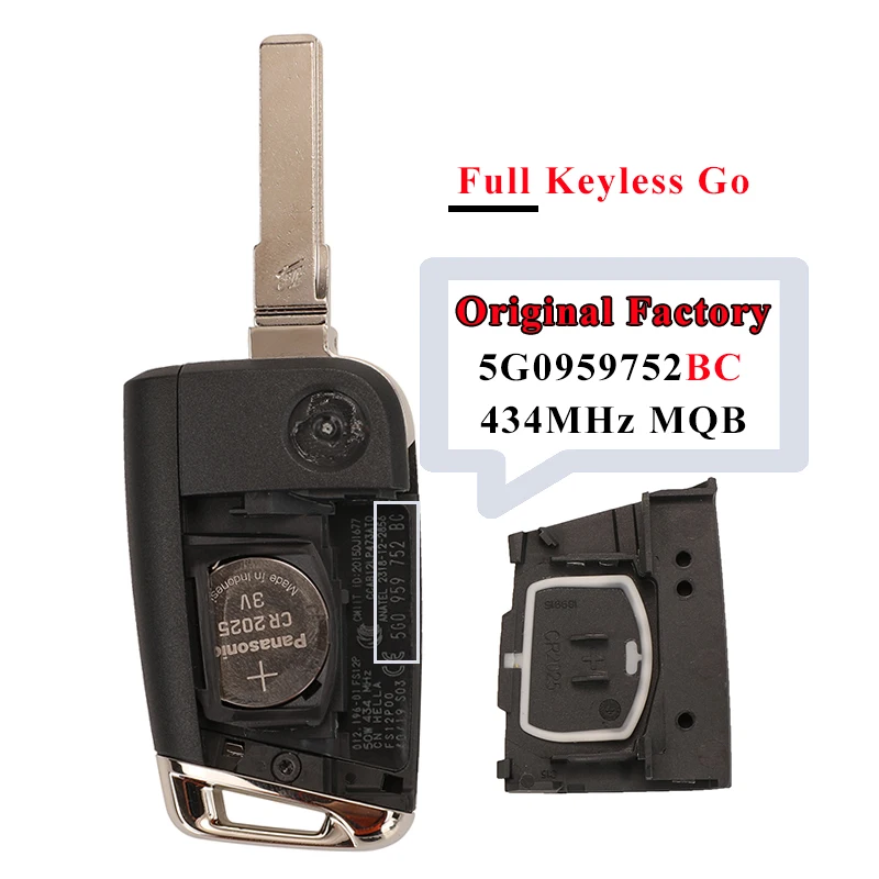 Jingyuqin Original Car Flip Remote Key Fob 434mhz Mqb48 For Vw Golf Mk7  Jetta Skoda Octavia Superb Touran Tiguan 753ba/ 752bb/bc - Car Key -  AliExpress