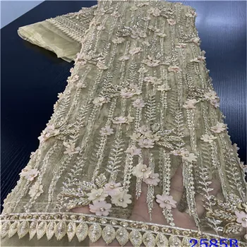 

Hot Sale African Net Lace Bridal Material 3D French Lace Fabric 2020 High Quality 3D Lace Fabric For Dresses NA2585B-3