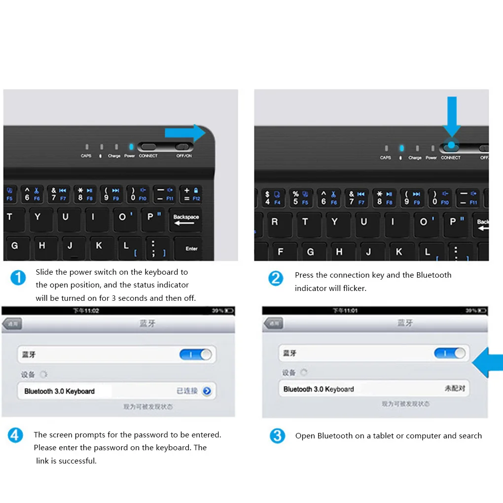 Портативная ультра-тонкая беспроводная клавиатура Bluetooth 3,0 клавиатура для iPad серии iOS система для ноутбука планшета