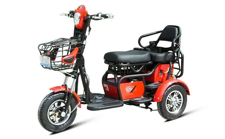Электрический скутер 500 Вт 48 В трехколесный электрический велосипед с двумя сиденьями красный синий белый Электрический велосипед