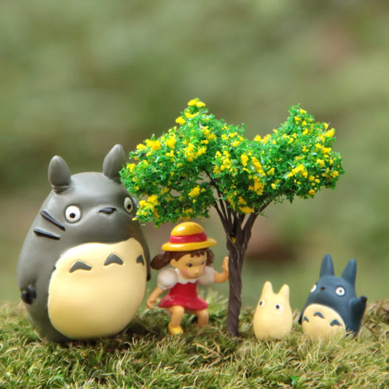 Cartoon DIY Resin Totoros Mei Mini Figure Dolls Tree Landscape Miniature Figurines Home Garden Decoration Toys for Kids Gifts | Игрушки и