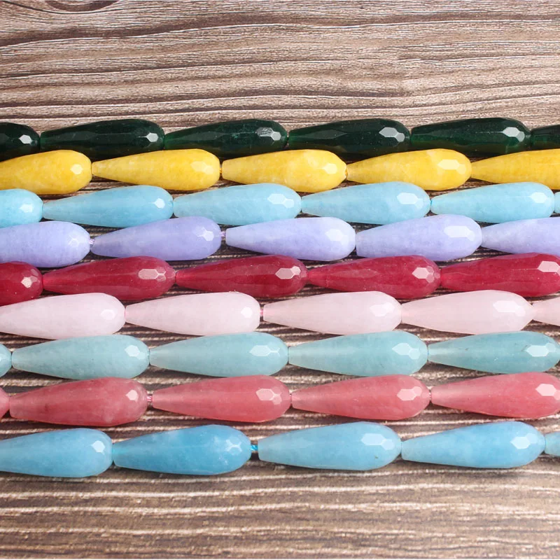 

LingXiang Fashion jewelry multicolor drop-shaped faceted chalcedony loose beads 9x14mm DIY bracelet necklace and accessories