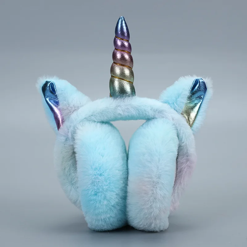 Ladies Unicorn Earmuffs Fashion Winter Warm Lovely Headwear Accessories Soft High Quality Autumn Rainbow Color Winter Earmuffs