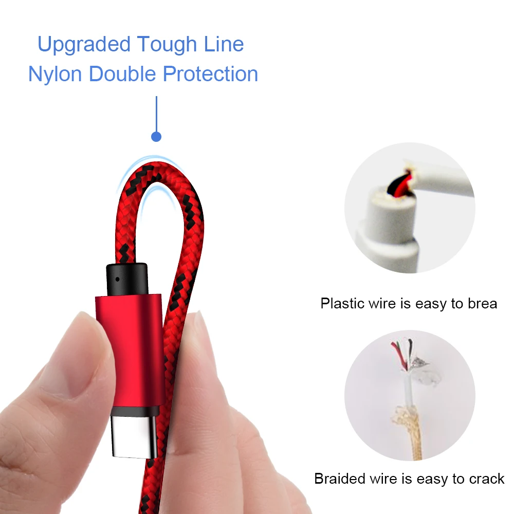 MUSTTRUE нейлоновый Плетеный 3A микро USB кабель зарядное устройство мобильный телефон