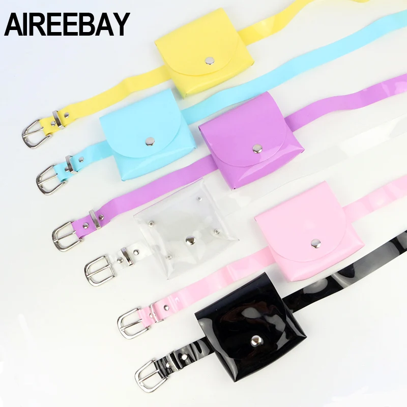 AIREEBAY/Модная Прозрачная женская поясная сумка, прозрачные поясные сумки для женщин, маленький ПВХ, поясные сумки для девочек, желе, пояс для денег