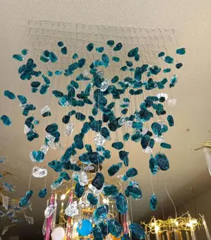 

Engineering custom hotel crystal glass lamp large sales department ballroom special ceiling lamp villa living room chandelier