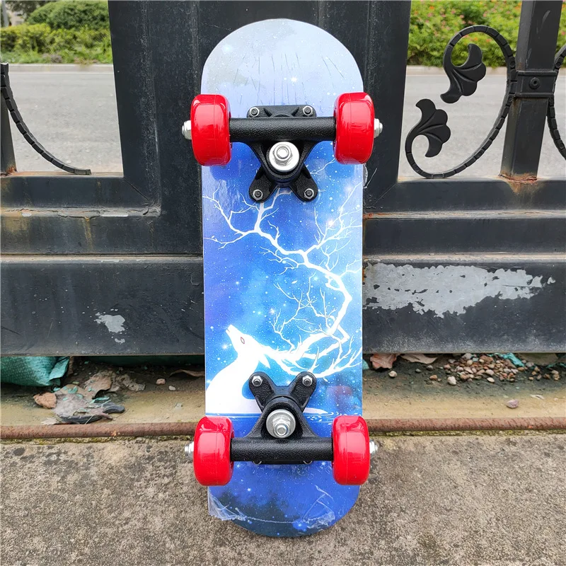 Skateboard 43cm Children Maple Double Rock Kids Longboard skateboard accessories skateboard bearings skateboard tools skateboard lubricating oil skateboard sandpaper skateboard grip tape skateboard wheel skateboard carry bag skateboard bag skateboard car handle glue