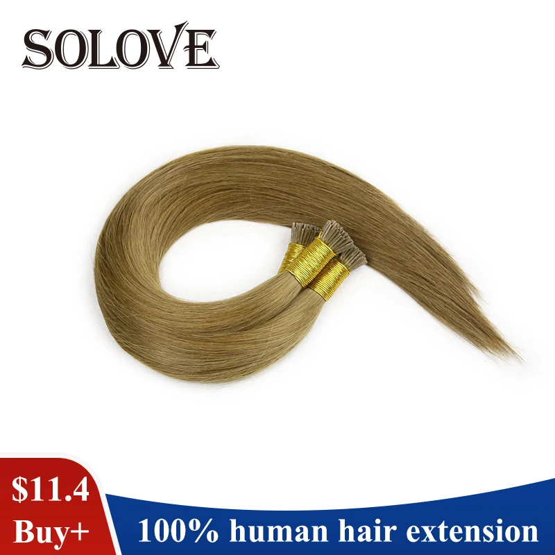 Extensiones de cabello humano brasileño Remy con punta I, cápsulas de queratina preadheridas, Alisador, fusión, 12-26 pulgadas, 40/50g