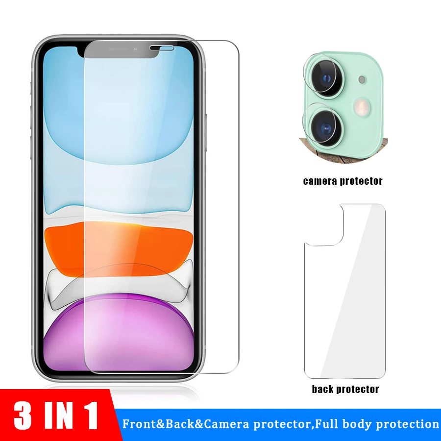 Защитное стекло 3 в 1 для iPhone 11 Pro Max переднее и заднее камеры pro Max|Защитные стёкла