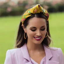 Bohemio étnico bordado satén chica cintas flor amplia diademas medio Cruz anudada pelo accesorios para mujer(China)