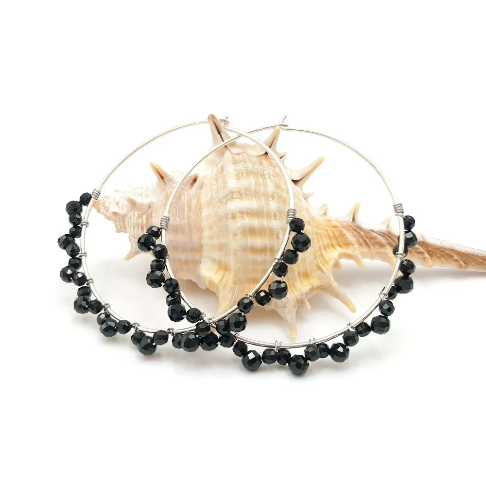 Lily Jewelry Larimar, пирит, Шпинели, лабрадорит, оникс, рубиновые сапфиры изумруды 925 серебряные большие серьги-кольца женские модные ювелирные изделия