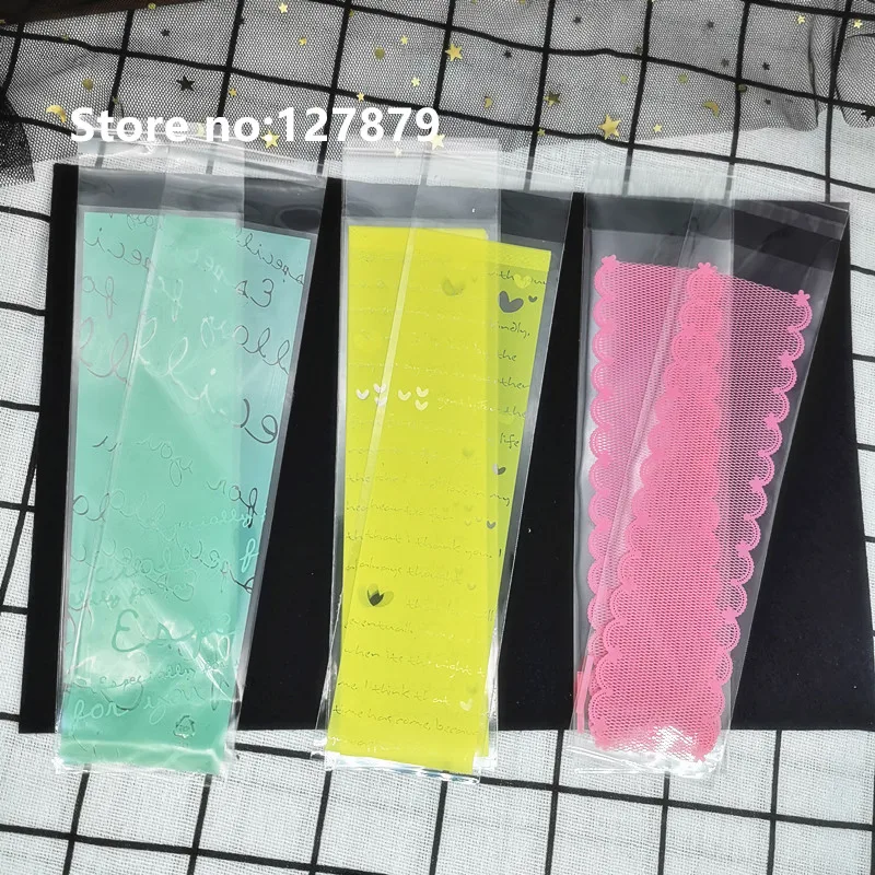 100pcs 6*20cm Long Transparent Self-adhesive Seal OPP DIY Gift and Candy Packaging Bags Cookie Finger Biscuits Baking Bags