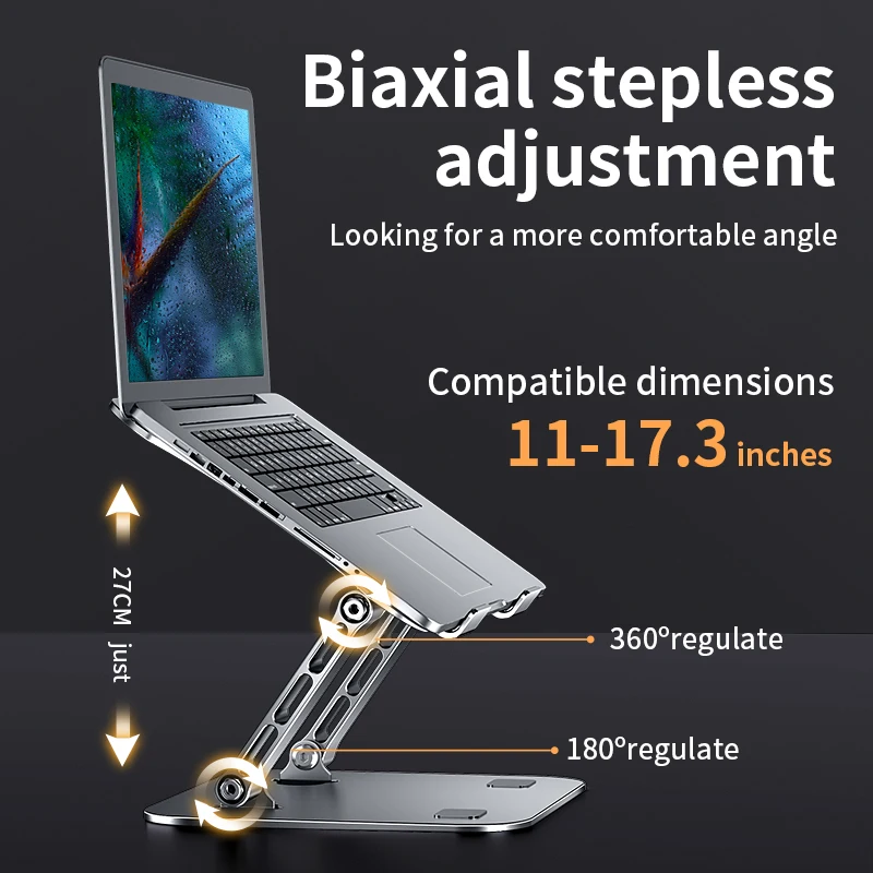 Soporte para portátil ajustable de aleación de aluminio compatible con portátiles de 10 a 17 pulgadas_voghion.com