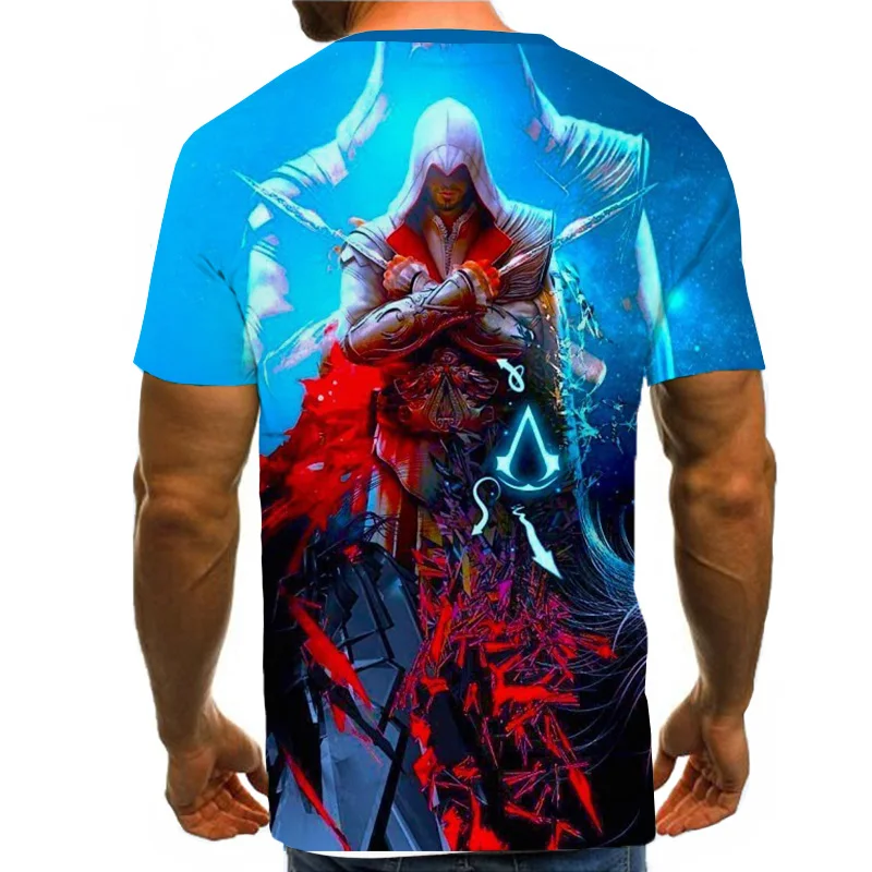 Повседневная футболка в стиле хип-хоп, Женская/Мужская футболка, Assassins Creed, короткий рукав, забавная 3D футболка, летние топы, футболки, harajuku, модная футболка