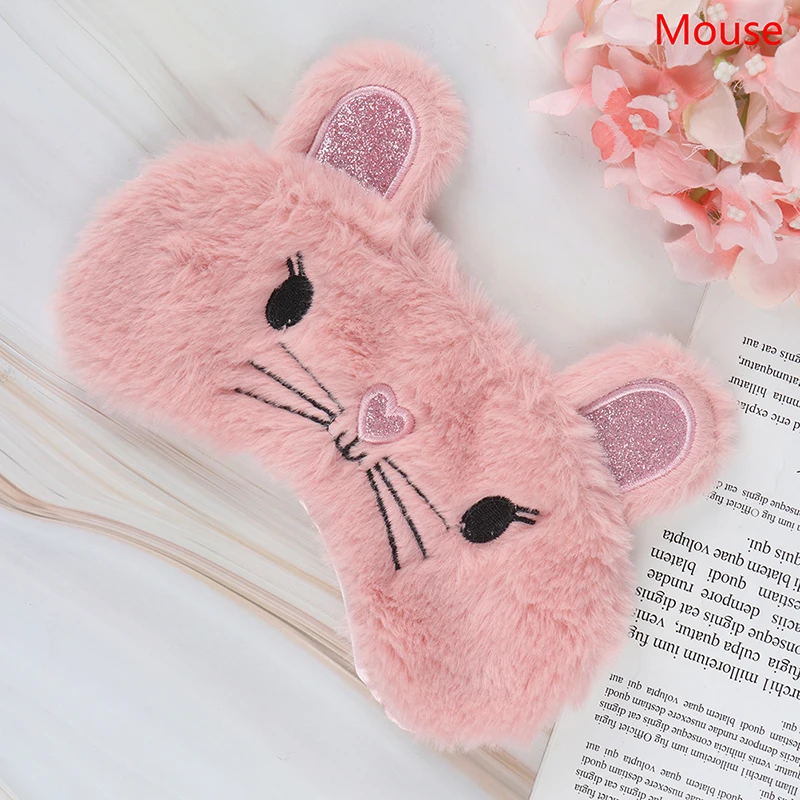 mouse Маска глаза панды женские плюшевые животные мышь медведь глаз крышка милый плюшевый глаз маска девушка игрушка подходит для путешествий дома вечерние тени для век - Цвет: mouse