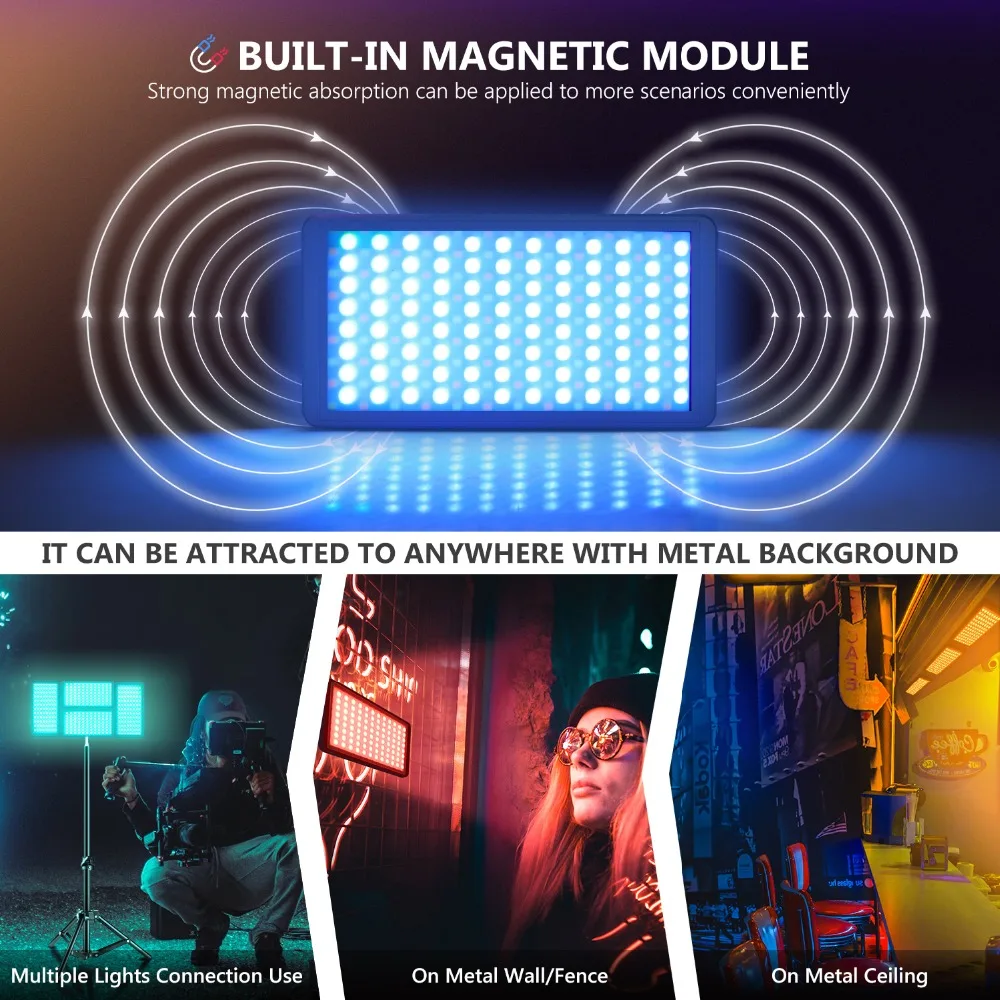 Neewer F7 RGB светодиодный свет для видеокамеры, полноцветный перезаряжаемый карманный размер светодиодный свет CRI97/2500 K-9000 K/0-360