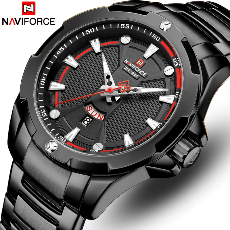 Часы наручные NAVIFORCE Мужские кварцевые водонепроницаемые спортивные Деловые в