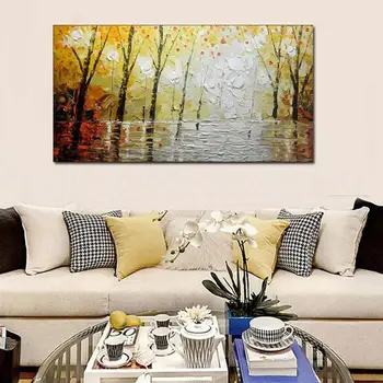 

Hand Painted Abstract Forest Texture Knife Oil Painting Home Interior Wall Art Large On Canvas Decoration Living Room
