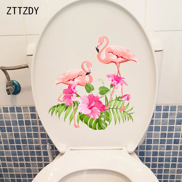Zttzdy 22,6 Cm × 23,5 Rajzfilm Flamingo Otthoni Falmatricák Klasszikus Fürdőszoba Wc-Dekoráció T2-0753