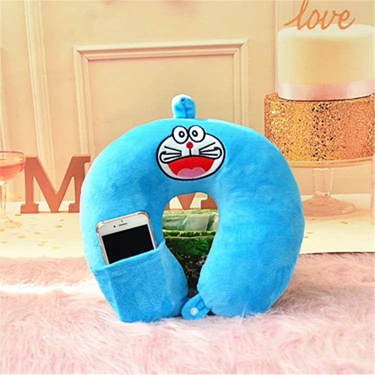 Soft Cartoon Embroidered Pattern Pillow U-shaped Neck Pillow Neck Protection Pillow Travel Plush Toys Give Sleeping Eye mask