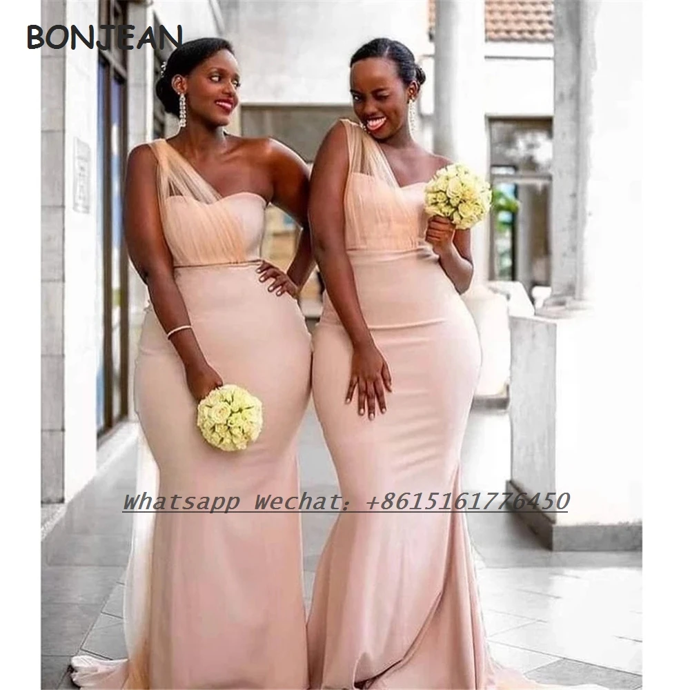 Peach Bridesmaid Dresses Mermaid One ...