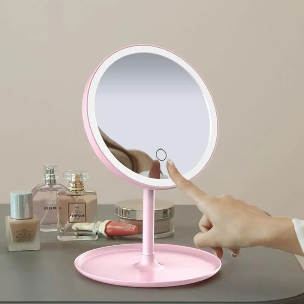 Настольная зеркальная лампа с поворотом на 360 °, с сенсорным управлением, портативная светящаяся, красивая, для ванной, подарок, увеличительное зеркало, светодиодный, с подсветкой, USB
