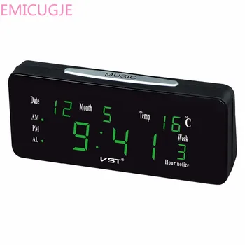 

2017 Multifunction LED calendar desk Clock Hourly Chiming LED Lightness Electronic Desktop alarm Clock With Music Alarm bell