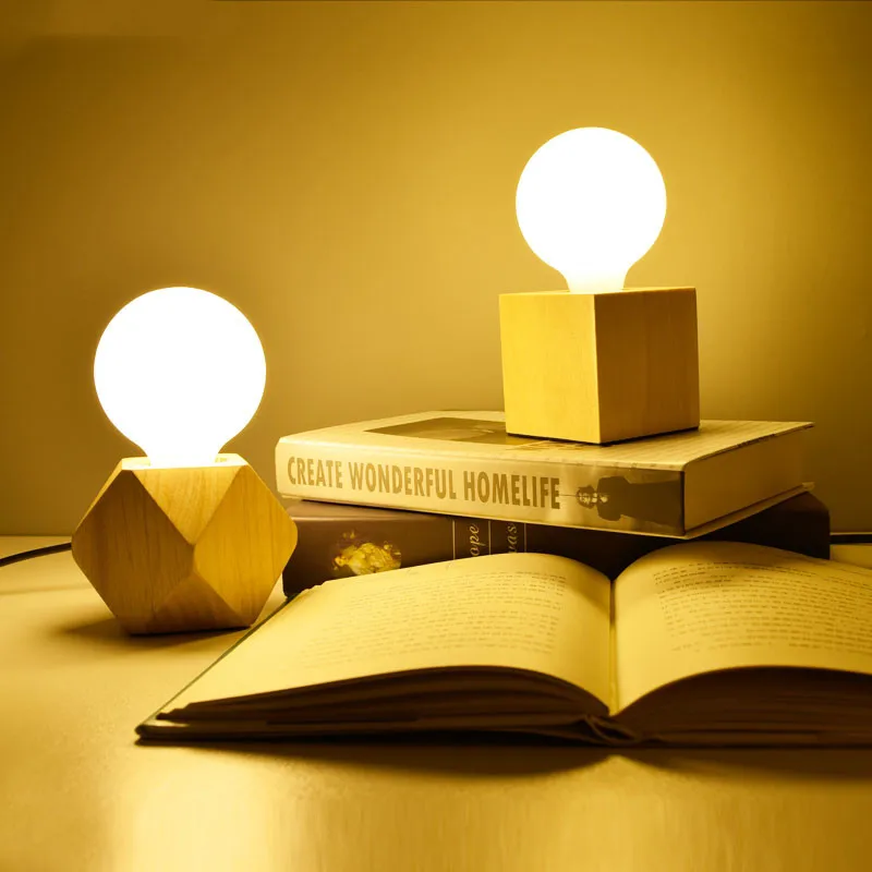 EU US Plug LED Night Light Desk Socket Lights Lamp for Bedroom Home Decoration bedside reading light warm light E27 LED bulbs