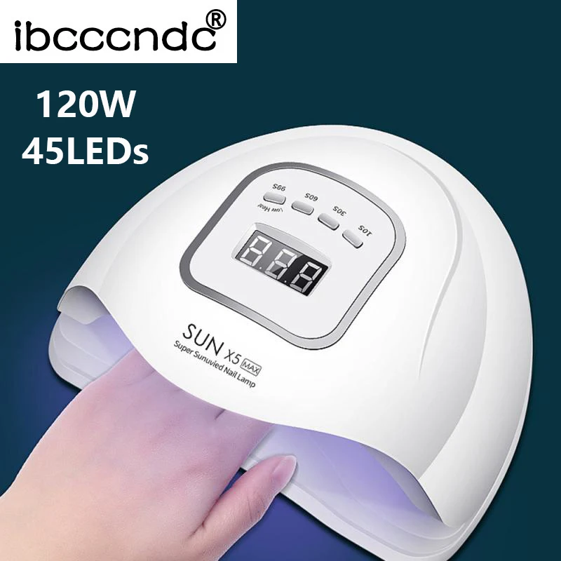 

Ibcccndc 120W Nail Light 45LEDs Nail Dryer LED Auto Manicure Lamp High Quality UV Nail Lamp Intelligent Infrared Nail Care Tool