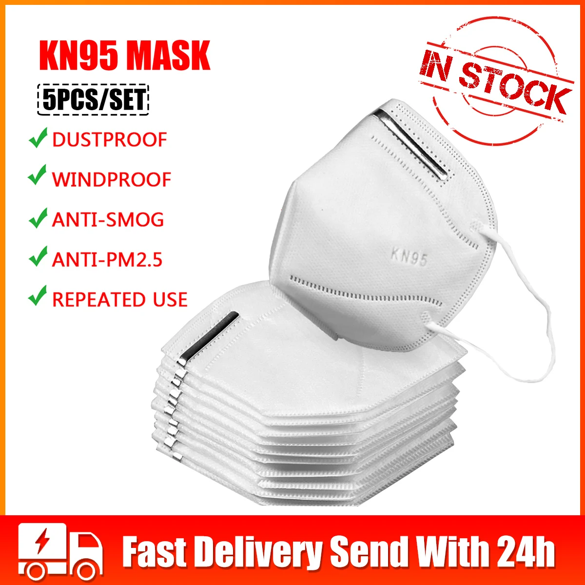 

Fast 1day Non Woven Disposable Face Mask 5pcs 3 Layers Face Earloops Masks Anti-dust virus Safe