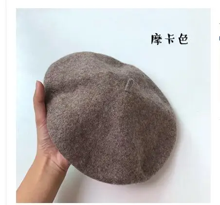 picture khaki Натуральный шерстяной берет на весну и зиму для женщин, для женщин, для художников, теплая прогулочная шапка, шапка французского художника, берет для женщин, подарок для девушек - Цвет: picture khaki