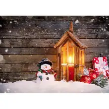 Снег Рождественские подарки снеговик деревянные стены фон для фотографии студия вечерние фоны для детей Фон для фотографий