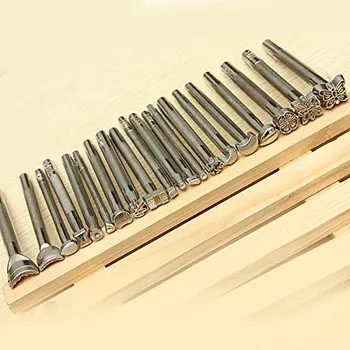 

SODIAL(R)20pcs Leather Hand Tool Metal Stamping Seal Caulker Handle leather Work