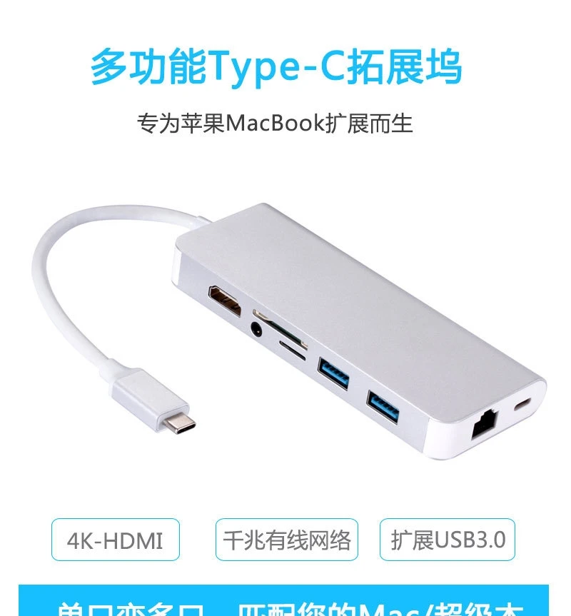 Тип-c к HDMI гигабитная сетевая карта 8в1 многофункциональный конвертер для Apple IPAD HDMI конвертер
