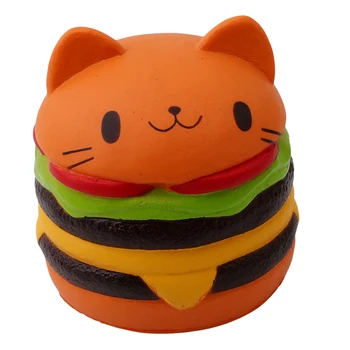 

Jumbo Kawaii Cat Hamburger Squeeze Charms Burger Slow Rising Squeeze Soft Scented Phone Straps Toy Collection Simulation