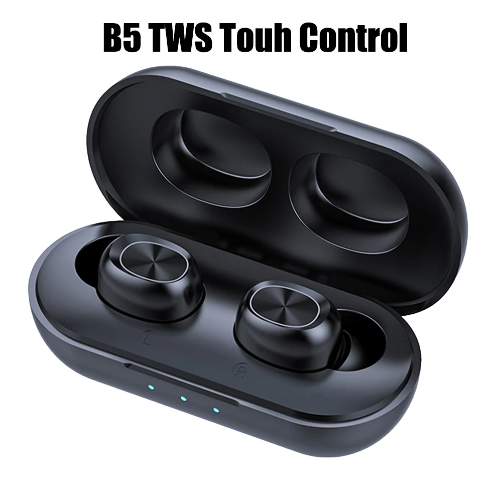 Youbina TWS беспроводные наушники водонепроницаемые 9D стереомузыка, Bluetooth 5,0 сенсорное управление наушники Noice отмена зарядная коробка - Цвет: B5 TWS Black
