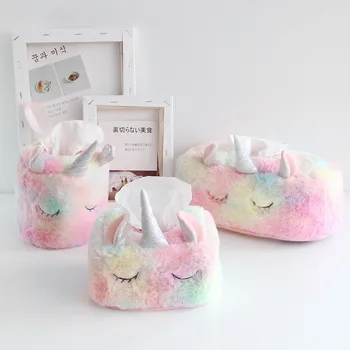 

Creative Unicorn Towel Set Tissue Box Bedroom Desktop Decoration Girl Heart Tissue Set I Pink Pink Plush Home Towel Set