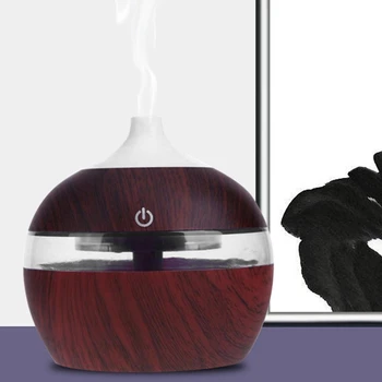 

300Ml Mini USB Air Humidifier Essential Oil Diffusers Wood Electric Humidifier with LED Night Light Mist Maker for Home