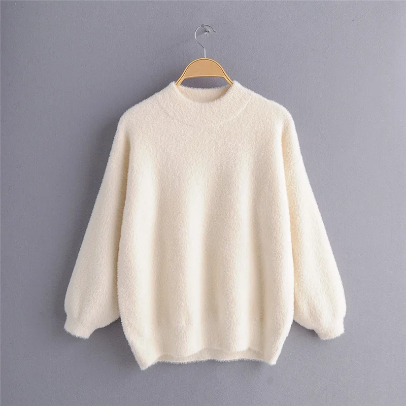Beige Chu Sau beauty Новые Модные осенние норковые бархатные однотонные Свитера Женские повседневные зимние теплые мягкие Пуловеры женские Джерси De Moda - Цвет: Beige