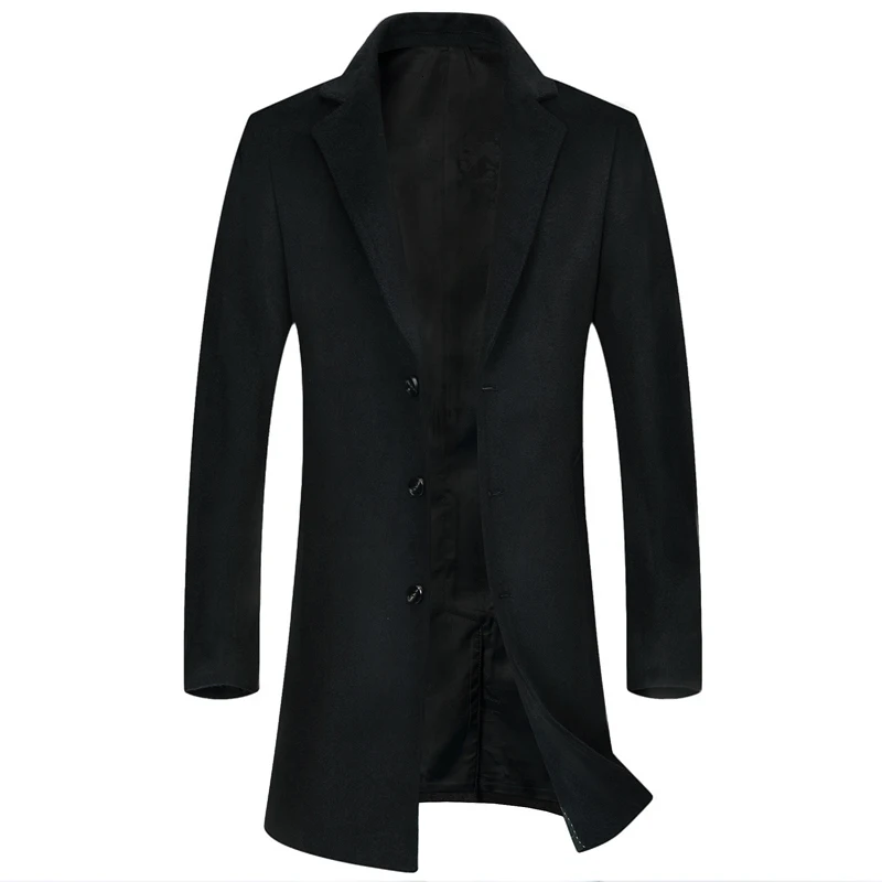 1 8XL 10XL Autumn Winter Warm Jacket Wool Long Coat Men Casual Warm Black Business Overcoat Mens Stylish Woolen Jackets Parka Male - Цвет: 1