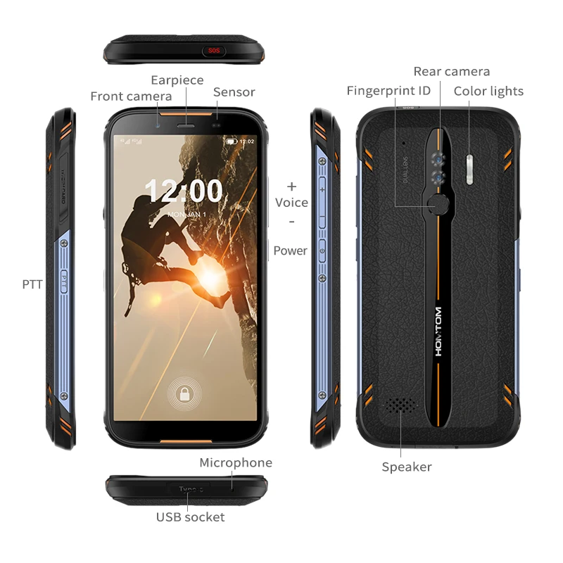 HOMTOM HT80 IP68 водонепроницаемый смартфон 4G LTE Android 10 5,5 дюймов 18:9 HD+ MT6737 четырехъядерный NFC Беспроводной заряд SOS мобильный телефон