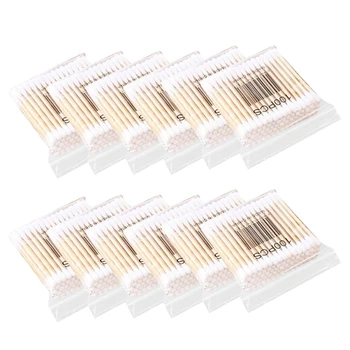 

12 Packs Cotton Swabs-1200 Pieces Cotton Buds, Double-Headed Cotton Swabs for Makeup Cleaning Removal Residue