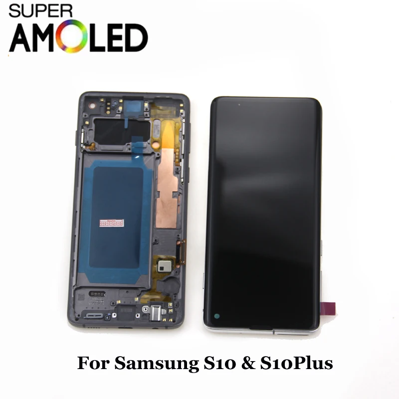 Super Amoled lcd с рамкой для SAMSUNG GALAXY S10 G9730 дисплей S10+ Plus G9750 кодирующий преобразователь сенсорного экрана в сборе