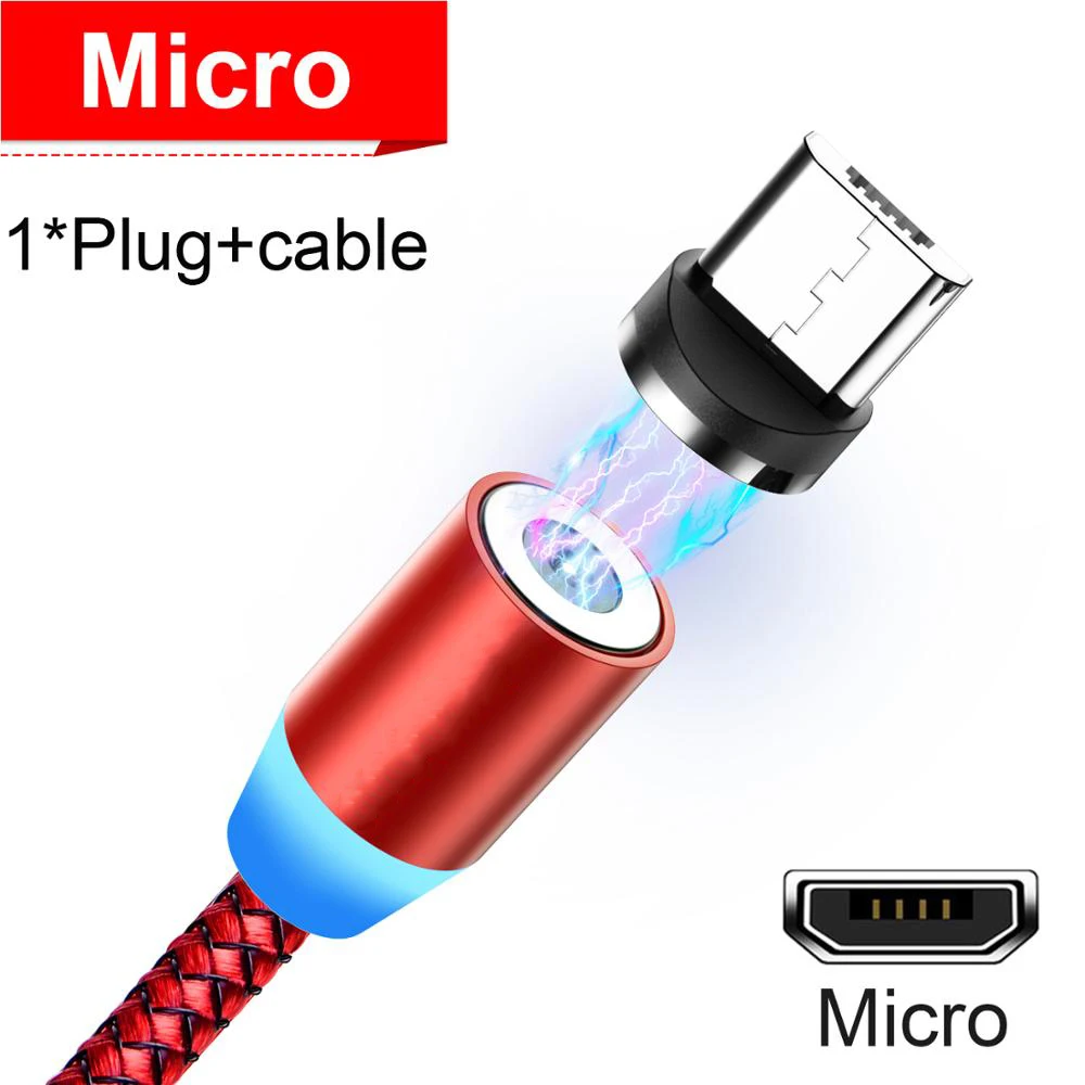 BaySerry Магнитный зарядный кабель type C Магнит Micro usb быстрая зарядка usb type C кабель для iphone 11 Pro XR samsung S9 Xiaomi - Цвет: Red Micro Cable