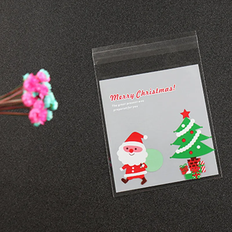 100ps рождественское печенье конфеты драги подарки сумка DIY самоклеющийся пакет boppbags сумки Рождество год Noel украшения для дома подарки