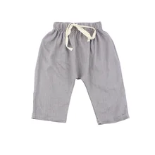 Импортные товары; индивидуальная обработка; детская одежда; Новинка года; Летние Стильные повседневные брюки для мальчиков и девочек; льняные дышащие Капри