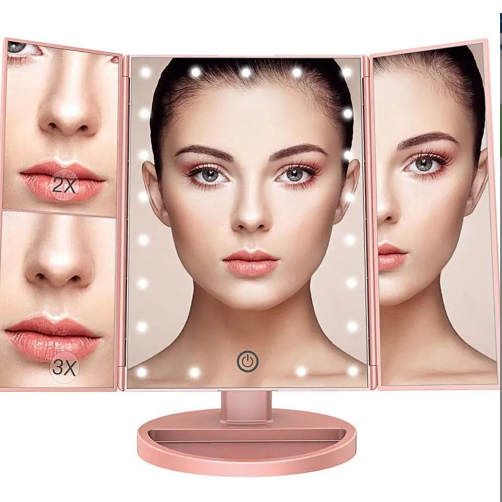 Led зеркало для макияжа, светильник, зеркало для макияжа, светящееся зеркало, 22Led складное зеркало для макияжа, Led маленькое зеркало