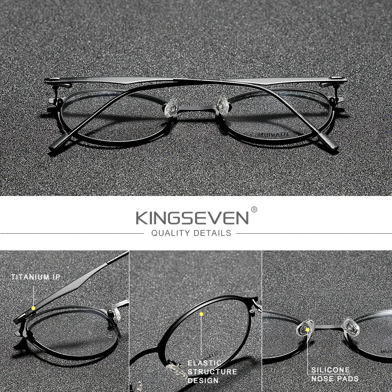 Eyeglasses Frames Eyeglass Frames Myopia Glasses Optical Glasses KINGSEVEN Round Titanium Optical Lenses Glasses Frame Men Myopia Women Prescription Glasses Eyeglasses Male Metal Eyewear