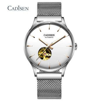 

CADISEN Men Automatic Watch Smooth Steel Strap Waterproof Mechanical Self-Wind Founction Hollow Dial Business Sport Wristwatch